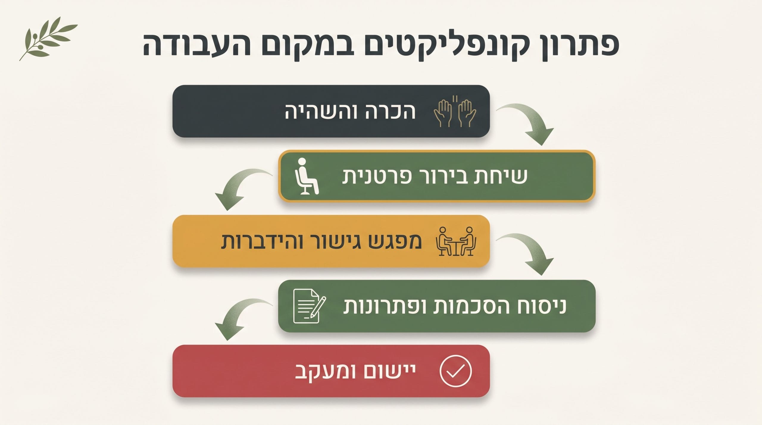 תהליך פתרון קונפליקטים בעבודה ב-5 שלבים - מרכז אוריאל