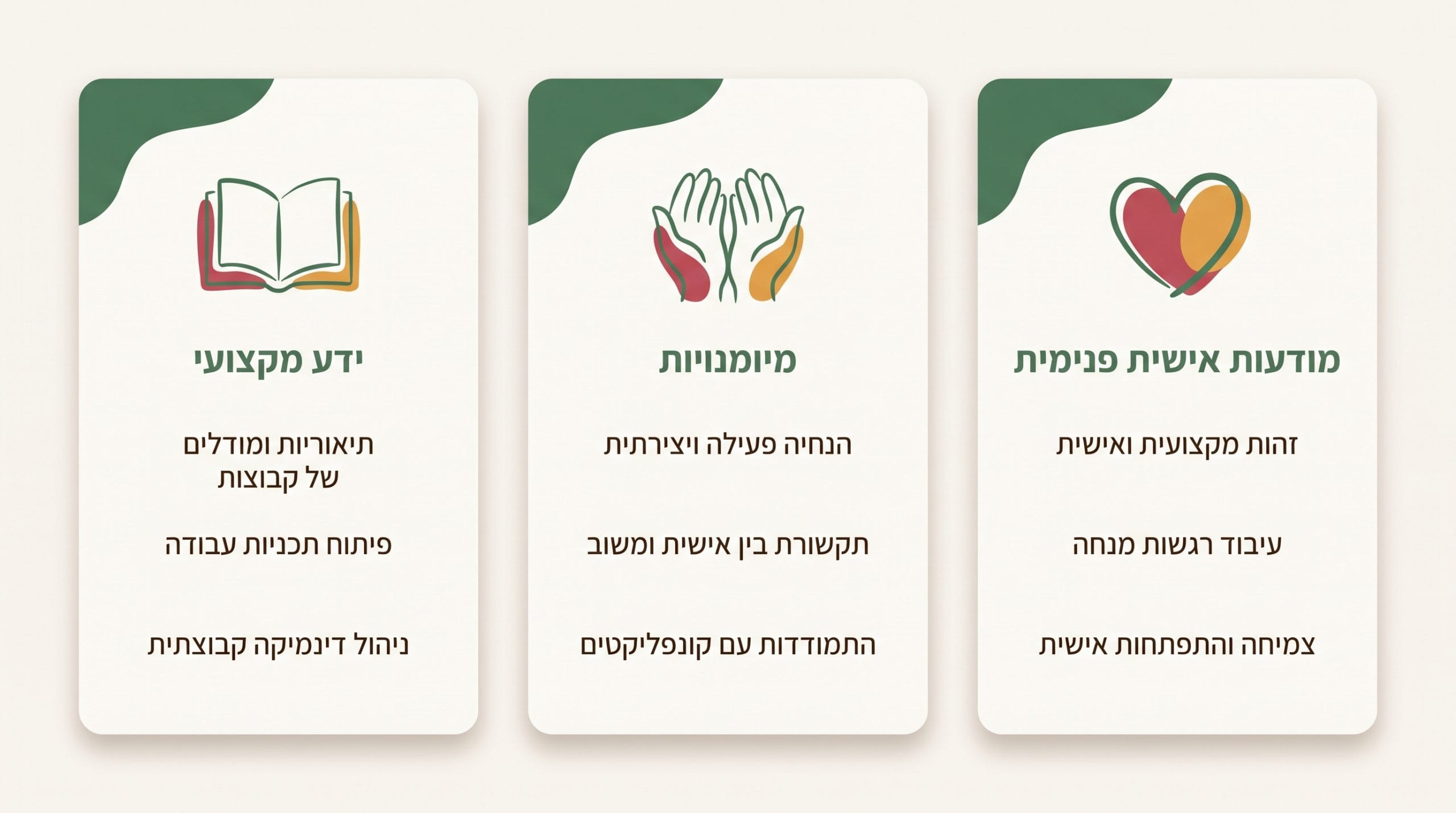 מה לומדים בקורס הנחיית קבוצות - מרכז אוריאל